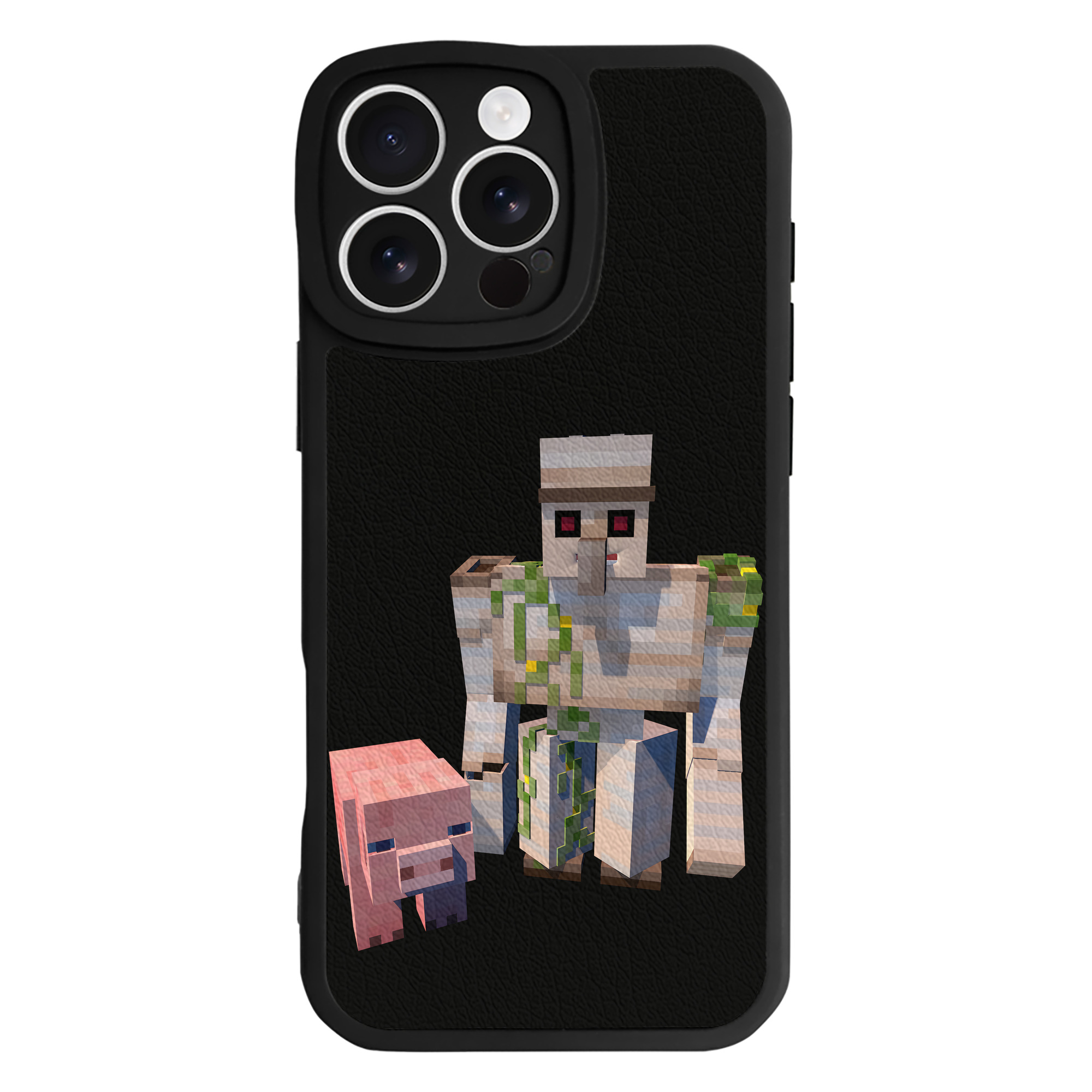 （画像用） マインクラフト ブロックの世界 Minecraft MC Block world 【iPhone 16シリーズ対応】シリコンスマホケース（レザー調） 材質：シリコン